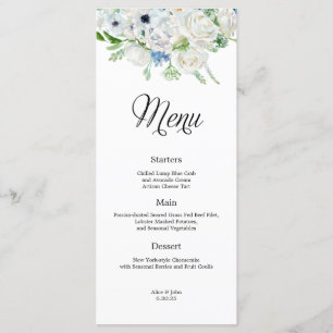 Menu de Mariage bleu ivoire Dusty