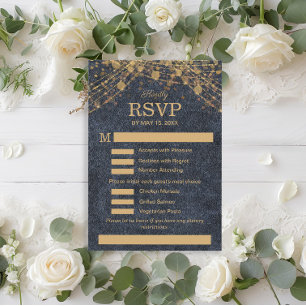 Menu de mariage bleu marine et or Rustique Glam RS