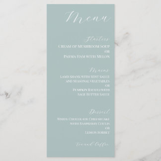 Menu de mariage bleu pâle minimal foncé