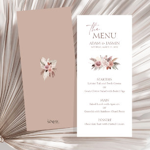 Menu de mariage bohème Pampas Rose Poussiéreux