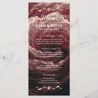 Menu de mariage bordeaux rose rouge romantique