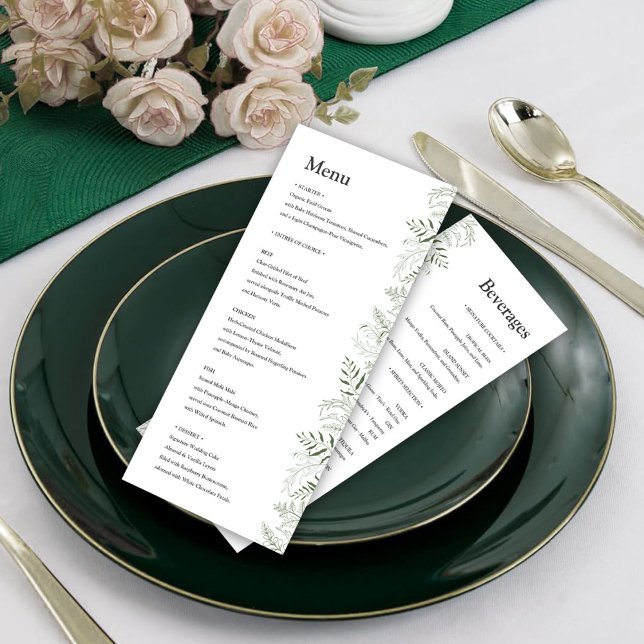 Menu de mariage botanique avec boissons et verdure (Créateur téléchargé)