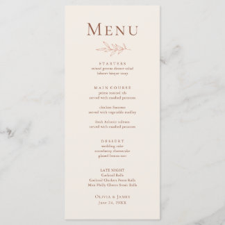 Menu de mariage botanique en terre cuite et ivoire