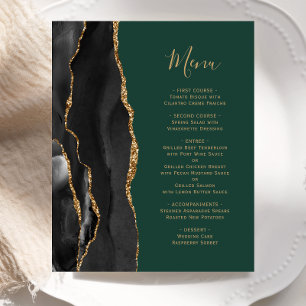 Menu de mariage Budget Black Gold Agate Vert