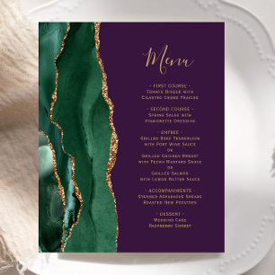 Menu de mariage Budget Émeraude Vert Or Violet