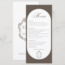 Menu de mariage Calligraphy Mocha Marron