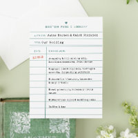 Menu de mariage carte de prêt de livre de biblioth