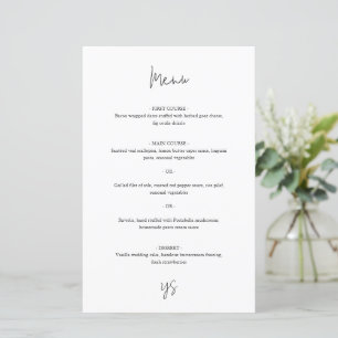 Menu de mariage chic noir et blanc moderne