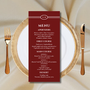 Menu de mariage chrétien moderne bordeaux