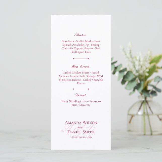 Menu de mariage classique de Bourgogne (Debout devant)