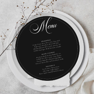Menu de mariage classique noir ivoire blanc callig