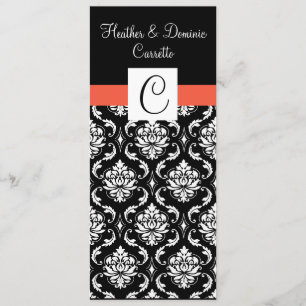 Menu de mariage damassé de monogramme de papaye