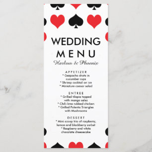 Menu de mariage de casino de pelles de coeurs