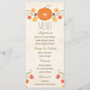 Menu de mariage de citrouille de chute