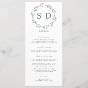 Menu de Mariage de courroie de secours moderne