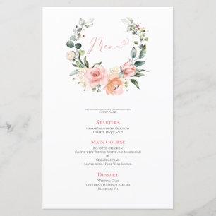 Menu de Mariage de courroie rose pâle