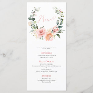 Menu de Mariage de courroie rose pâle