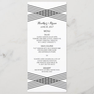 Menu de Mariage de décoration moderne noir blanc