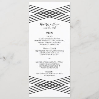 Menu de Mariage de décoration moderne noir blanc