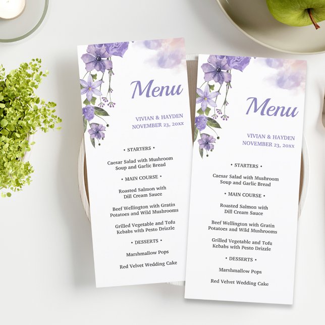 Menu de Mariage de fleurs violettes sucrées (Créateur téléchargé)