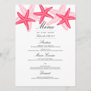 Menu de mariage de plage Coral Starfish Dinner