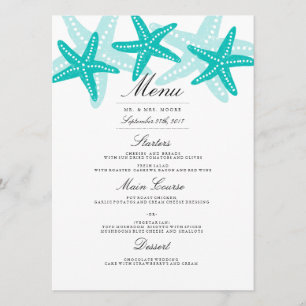 Menu de mariage de plage Teal Starfish Dinner