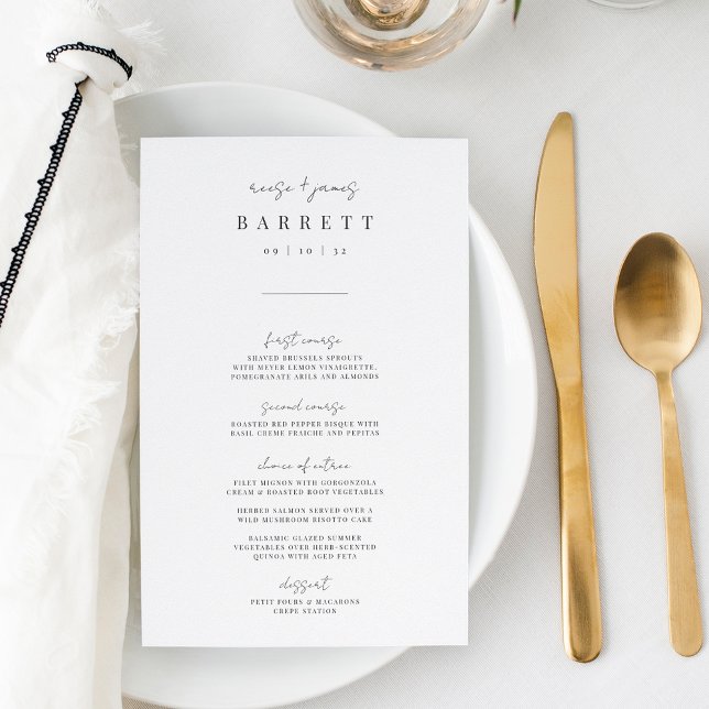 Menu de Mariage de script manuscrit minimal modern (Créateur téléchargé)