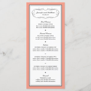 Menu de mariage de smoking dans le corail et le