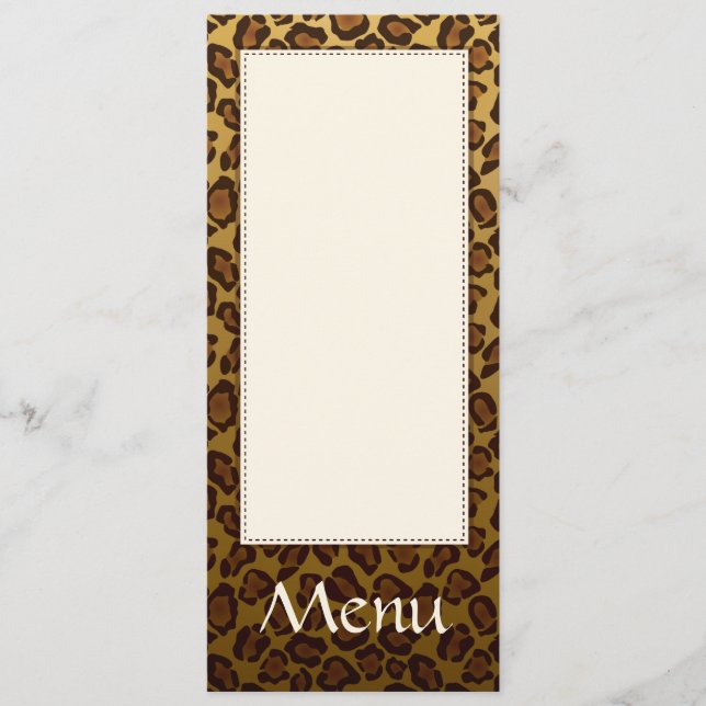 Menu de mariage d'empreinte de léopard - (Devant)