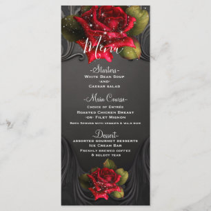 Menu de Mariage des Roses rouges ornementales Vint