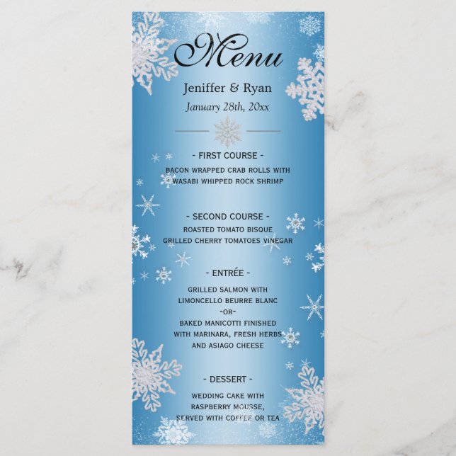 Menu de mariage d'hiver élégant (Devant)