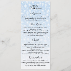 Menu de mariage d'hiver, menu de mariage de flocon