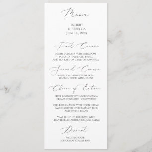 Menu de mariage doux et élégant