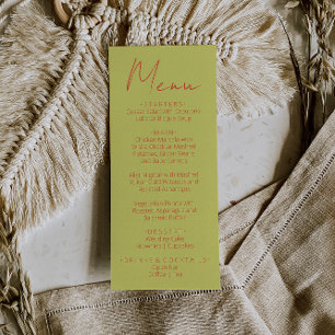 Menu de mariage écrit à la main rétro vert orange
