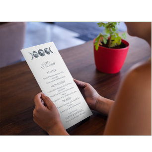 Menu de mariage éditable Bohème Phases lunaires cé