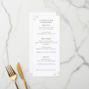 Menu de mariage Élégance Fleurie Douce "4 *9"