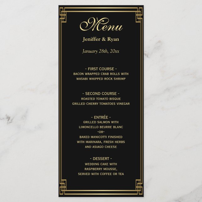 Menu de mariage élégant (Devant)