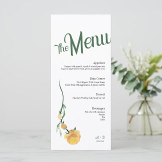 Menu de mariage élégant