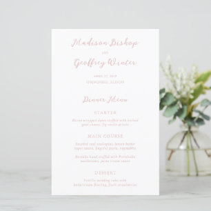 Menu de mariage élégant à l'encre rose Script Bold