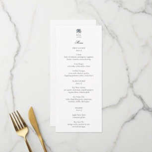 Menu de mariage élégant avec palmier personnalisé 
