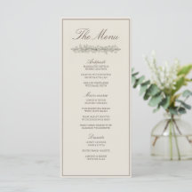 Menu de mariage élégant classique à bordure floral