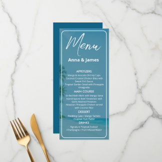 Menu de mariage élégant de réception de plage