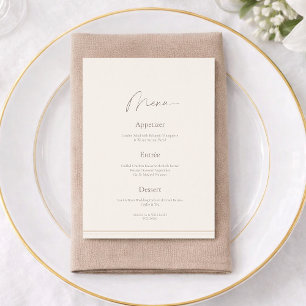 Menu de mariage élégant en ivoire avec carte de re