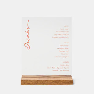 Menu de mariage élégant en serif orange raffiné