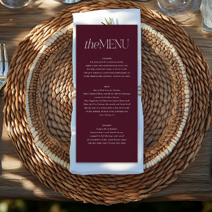 Menu de mariage élégant floral burgundy Moody