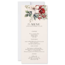 Menu de mariage élégant floral hivernal de Noël