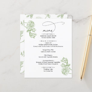 Menu de mariage élégant floral moderne écriture sa