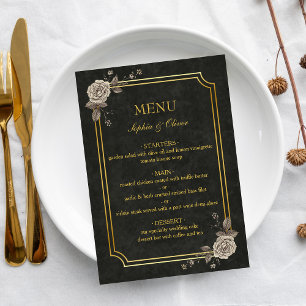 Menu de mariage élégant gothique Dark Academia