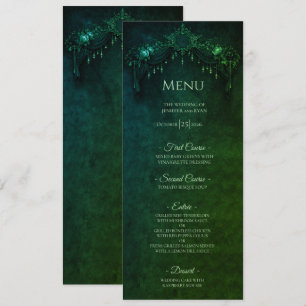 Menu de mariage élégant gothique Halloween émeraud