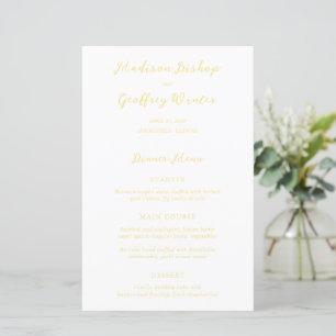 Menu de mariage élégant jaune beurre Script gras